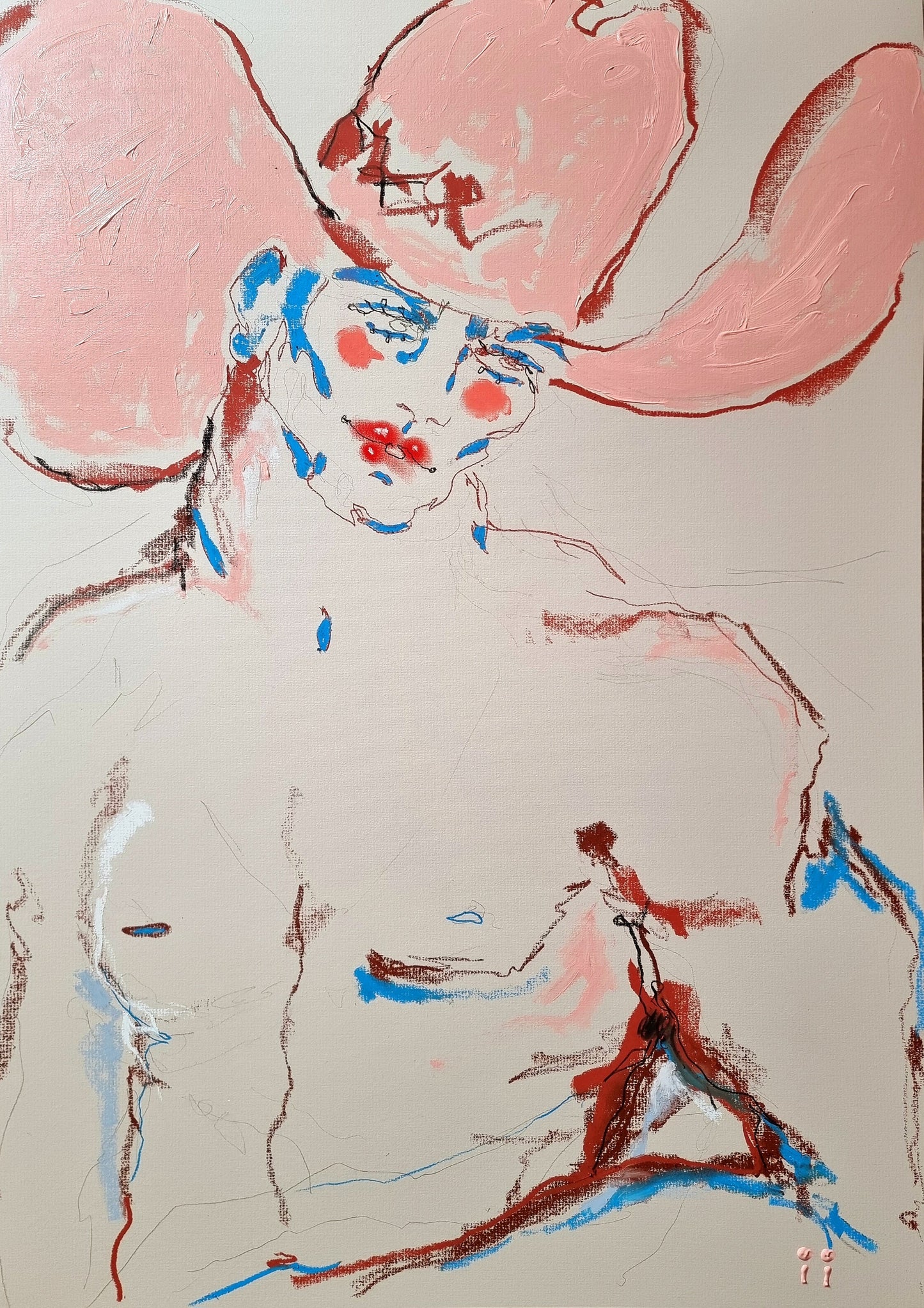 'Just a Cowboy', mixed media (acrylics, pastel and pencil on a mount board), 59.4 x 84.1 cm